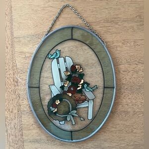 Vintage Cottagecore Oval Stained Glass Suncatcher